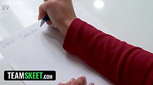 hey santa's helper teases with sloppy blowjob this christmas