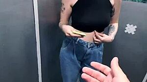 gorgeous redhead fingered face fucked bent over homemade tattoo saggy tits pov