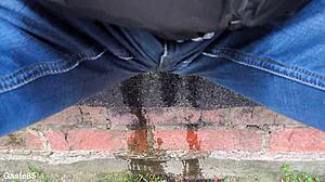 wanna watch me pee right in my wet jeans outdoors public?