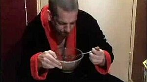 dude, i'm slurping my piss and cum-covered coco pops for breakfast!