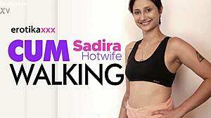 Sadira hotwife flashes and takes facial cumwalk outdoors!