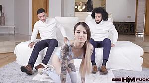 james angel and air thugger rip clothes off valerica steele for rough oiled cowgirl