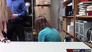 mall cop catches young blonde couple anal doggystyle in store busts them hardcore