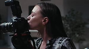 Magic camera freezes time for shemale huge cock rough facefuck squirting cumshot on teen blonde