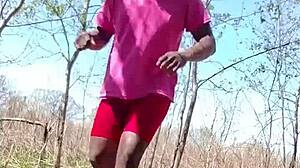 dancing opposite directions early morning workout twist bright fun