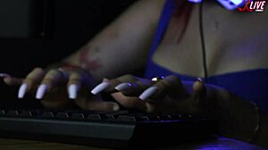 damn alice our cute latina milf manager relaxes us with asmr keyboard hand sounds!!