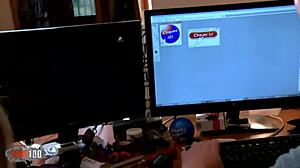 larry bends horny blonde secretary over for deepthroat tit fuck