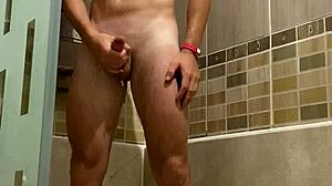 fit european teen guy jerks small cock shower cam watch