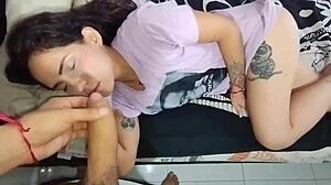 Hot latina stepsister's tight pussy fucked hard in bedroom