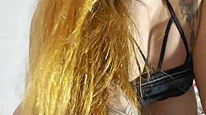 trying on lycra panties and rubbing one out flashing