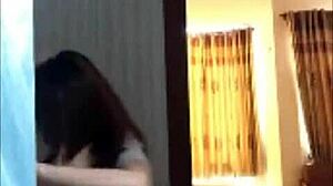 ha yen bends over in bathroom for big tit pounding