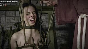 Tormented Whore Judith Fixed in Chair with Tit Clamps and Cunt Hook Teaser