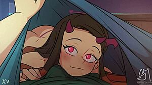 nezuko's anal pounding leaves tanjiro cumming hard in mouth after wild assfuck
