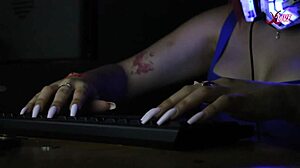 damn alice our cute latina milf manager relaxes us with asmr keyboard hand sounds!!