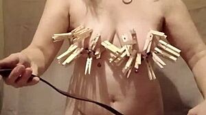 2024 slave f gets pinned clamped belted for outdoor spanking orgasm 😈🔗