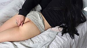 stepsis sneaks into bed in lingerie seduces me cums on ass