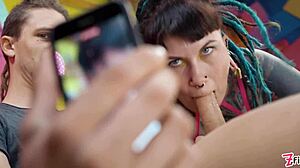 Inked Goth Slut Endures Double Penetration and Ass Pounding