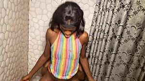 skinny sarah teases and rides my monster cock wet