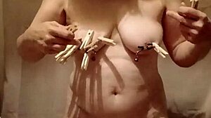 2024 slave f gets pinned clamped belted for outdoor spanking orgasm 😈🔗