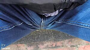 wanna watch me pee right in my wet jeans outdoors public?