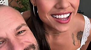 Petite Latina Teen Brunette Sloppy Deepthroat Rimjob Ball Licking Cum in Mouth POV Casting Pretty Young Homemade 18+