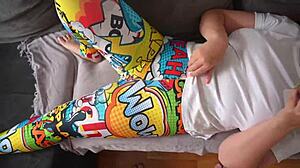 caught stepsis fingering juicy big ass through leggings so i tore em and creampied tight pussy