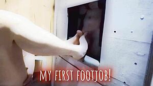 First Footjob Domination Cums Hard at Gloryhole for Redcatsroom Member