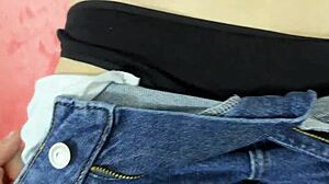 Stepbrother cums in petite teen panties for work