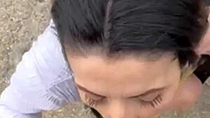 His cock scoops cum from pussy she swallows