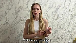 Beautiful brunette stepsister undresses for cheating bedroom fuck