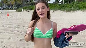 Juniper Rens Gets Beachy Creampie from Big Cock Bareback