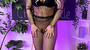 Nylon Club Slips Into Sheer Fishnet Tights Tease