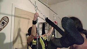 Rhianna's Chained Helpless in BDSM Swing for Rough Pussy Play