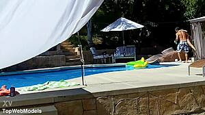 Lexi Bloom Petite Tied Bondage Fucked Poolside Facial Cumshot