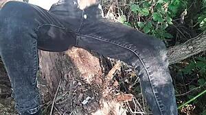 girl risks forest clothed masturbation to wild orgasm