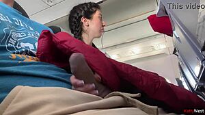 girl flashes my cock on airplane handjob cums in two minutes