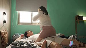 Brunette Chinese MILF Rina rides horny guy doggystyle moaning wet! 🔥🍑💦😈