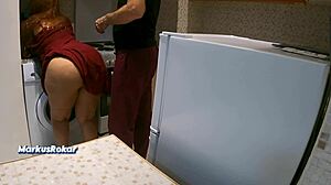 oh god, stepmom's fat ass in the kitchen makes me cum so hard even when she says no sex