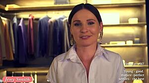 jeny smith blindfolds and teases close friend in clothing store