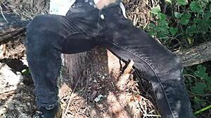 girl risks forest clothed masturbation to wild orgasm