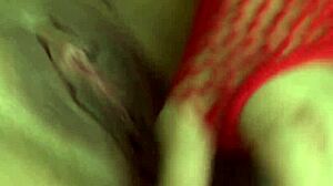 diamond's red fishnets hide wild anal masturbation and pussy play