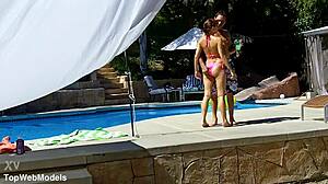 Lexi Bloom Petite Tied Bondage Fucked Poolside Facial Cumshot