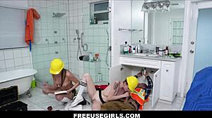 Contractor uses freeuse teens Selina & Lucy 😈🔨 home reno