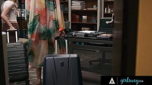 while rachael cleans, lexi uses demi's petite body in secret