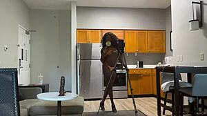 Lola Black Licks Lollipop Teasing Her Sexy Pierced Nipples