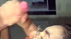 hot wife takes monster cock facial while cuck watches her cum hard