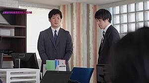 Sultry Asian Boss Gives Employee Steamy JAV Creampie Ride.