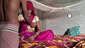 desi wife in pink saree takes full hard anal creampie from bbc while hubby watches