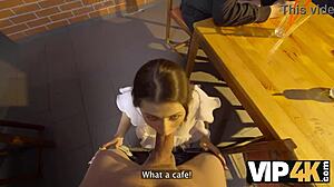 Vip4k. Czech Beauty Fucks On Desk After Fast Food Shaved Pussy Stockings Pov