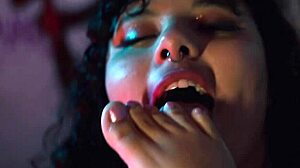 bbw smothers face while feet worshipped. latina lesbian gags on toes